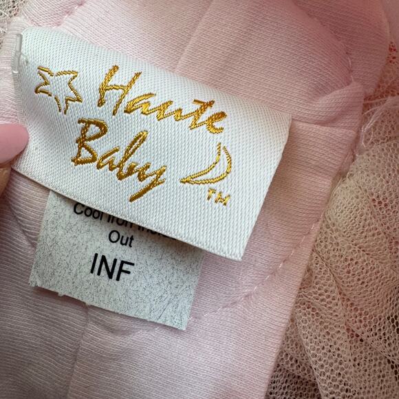 Haute Baby Pink Flower and Lace Boho Stretch Infant Headband - Picture 5 of 6